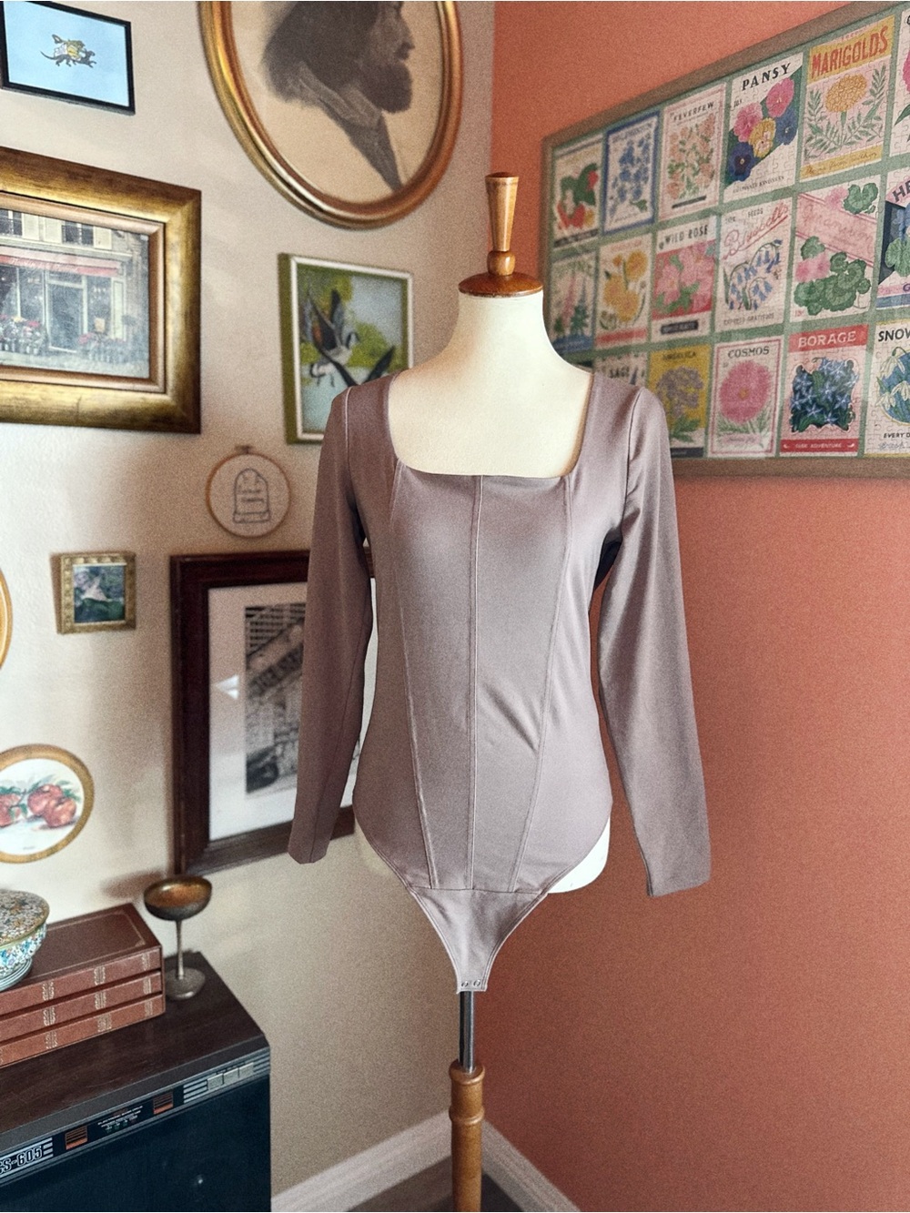 Square Neck Long Sleeve Bodysuit